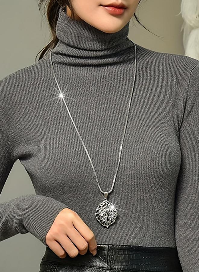 Take Two Women Silver Leaf Pendant Necklace - Image 1